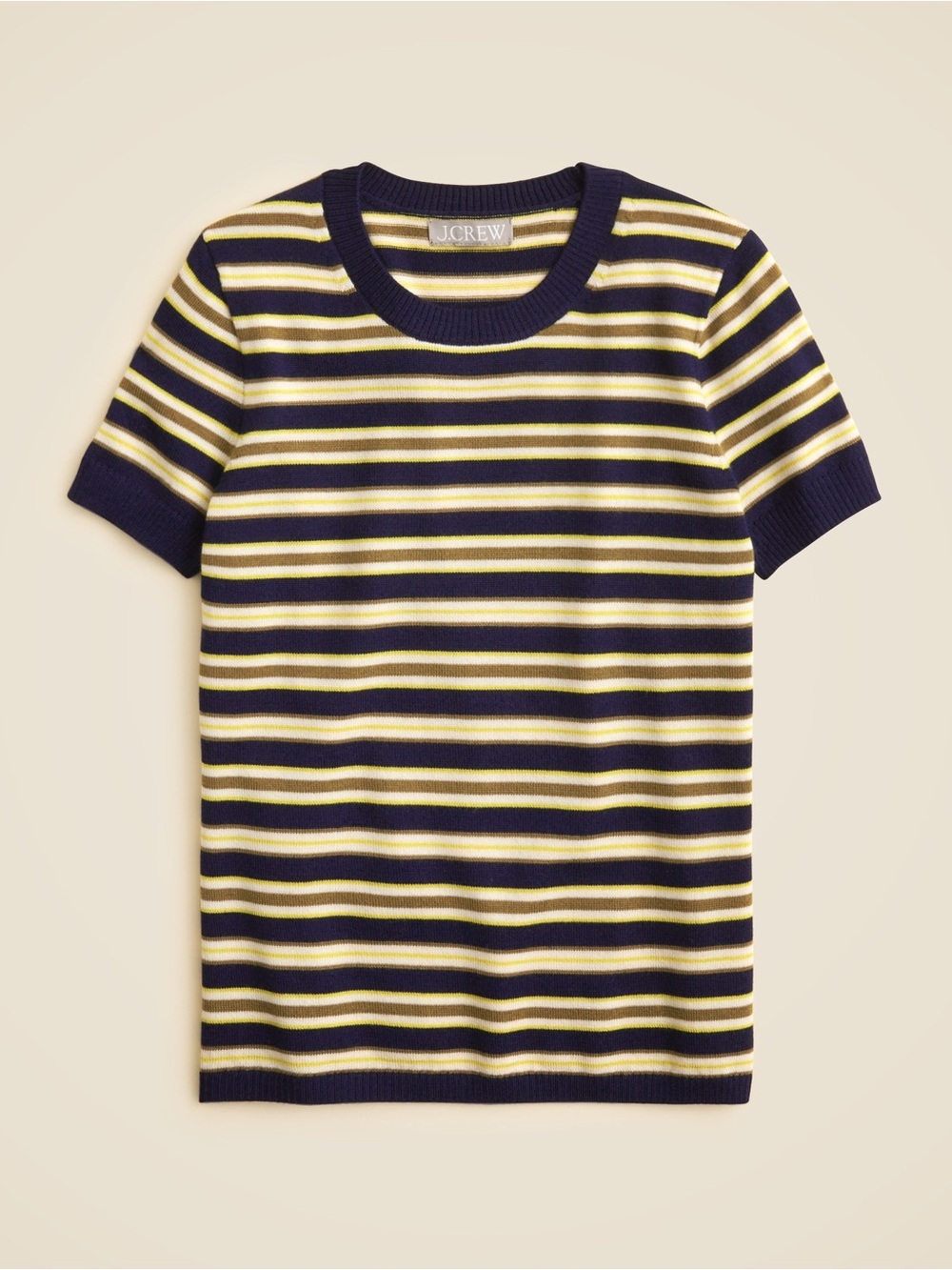J.Crew Carolyn Striped Sweater Tee in Navy, Yellow & brown